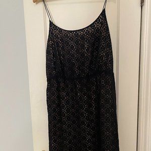 J. Crew Black Lace Lined Spaghetti Strap Dress